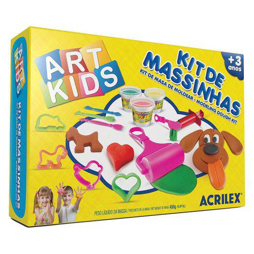 Kit 3 Massinhas para Modelar + 11 Acessórios Art Kids Acrilex