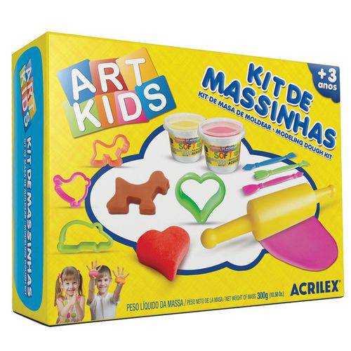 Kit 2 Massinhas para Modelar + 8 Acessórios Art Kids Acrilex