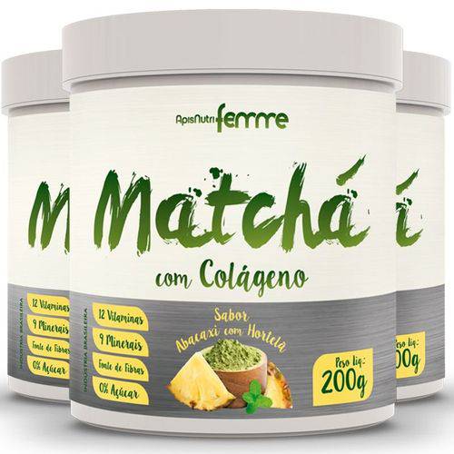 Kit 3 Matcha Solúvel Apisnutri Femme Natural 200g