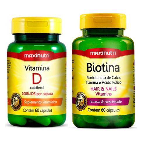 Kit Maxinutri Vitamina D + Biotina Firmeza Crescimento - 60 Cápsulas