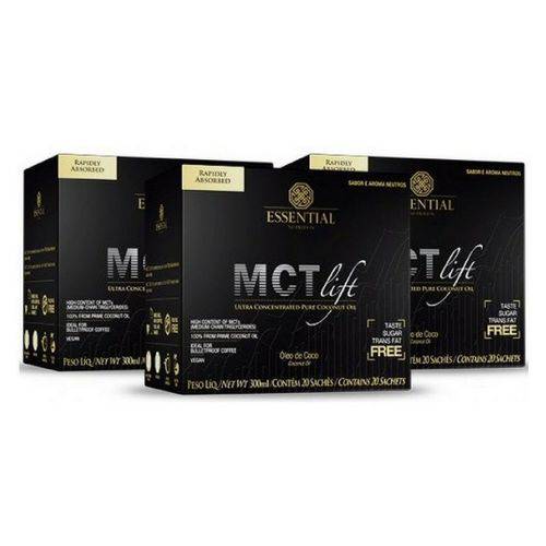 Kit - 3 MCT Lift Óleo de Coco Essential 20 Sachês