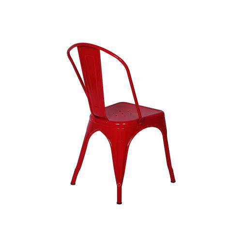 Kit Mesa Jantar Eiffel 80cm Preta + 02 Cadeiras Tolix - Vermelha
