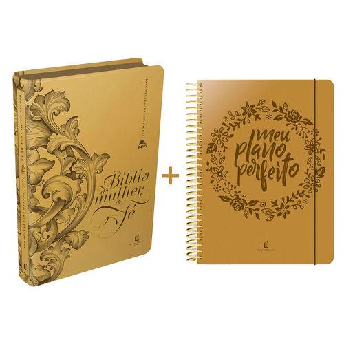 Kit Meu Plano Perfeito + Bíblia da Mulher de Fé - Capas Luxo Dourada