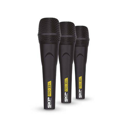 Kit 3 Microfone com Case e Cachimbo PRO-33K Capsula Alemã - SKP