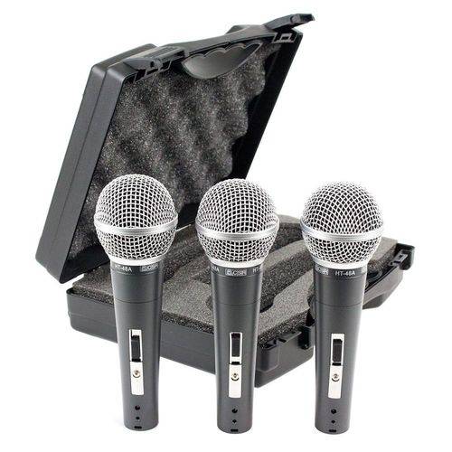 Kit 3 Microfones CSR HT48A-3 Dinâmico Uni-Direcional com Case