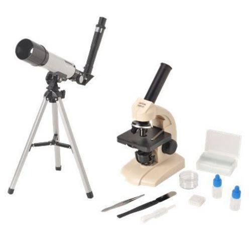 Kit Microscópio Biológico Monocular 400x + Telescópio Astronômico 90x Tel-6031 - Opton