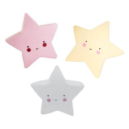 Kit Mini Luminária Abajur Led Estrelas Rosa,Amarela e Branca