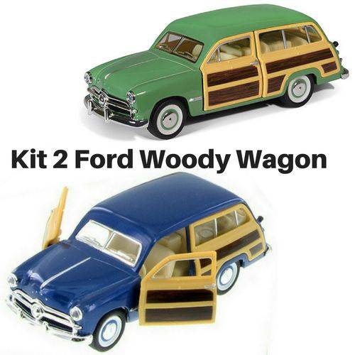 Kit 2 Miniaturas Carro de Coleção Antigo Ford Woody Wagon Ano 1949 Escala 1/46