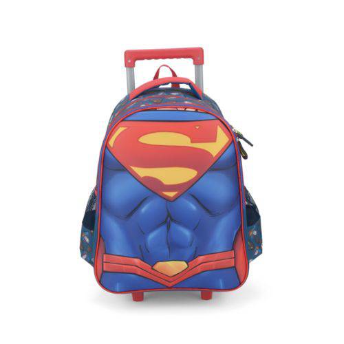 KIT (mochila Rodinhas + Lancheira + Estojo Duplo) SUPERMAN - Luxcel