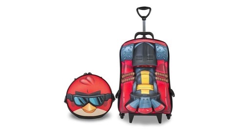 Kit Mochilete Escolar - 3 Rodas + Lancheira- 3D - Angry Birds Go! - Maxtoy