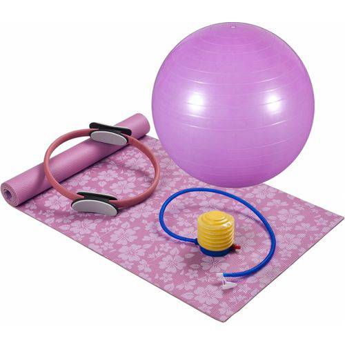 Kit MOR 40100012 para Pilates e Yoga com 4 Peças Rosa Pink