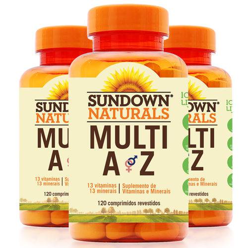 Kit 3 Multi A-Z Mix de Vitaminas e Minerais Sundown 120 Cápsulas