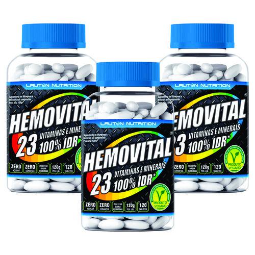 KIT 3 MULTIVITAMÍNICO HEMOVITAL - 120 Tabletes - Polivitamínico - 23 Vitaminas & Minerais
