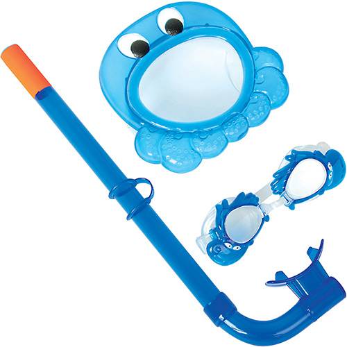 Kit Natação Infantil Snorkel + Óculos + Máscara Azul - Bestway