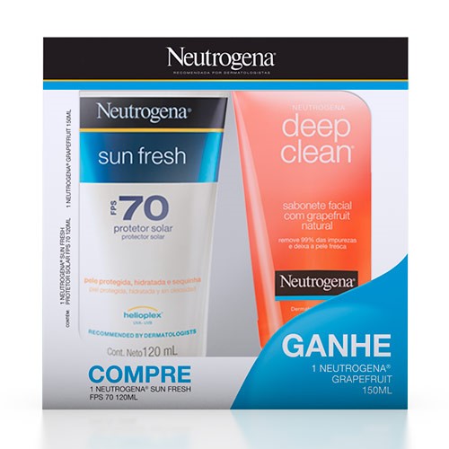 Kit Neutrogena Protetor Solar Sun Fresh FPS 70 120ml Ganhe Sabonete Facial Grapefruit 150ml