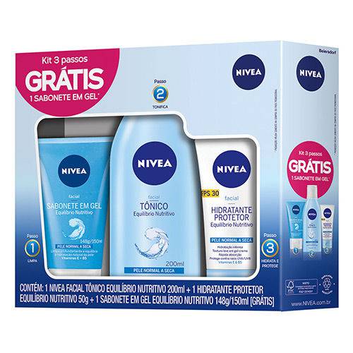 Kit Nivea Hidratante Protetor 50g + Tonico 200ml + Sabonete Nutritivo 150ml