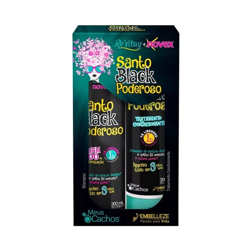 Kit Novex Shampoo + Condicionador Meus Cachos Santo Black Poderoso - 300ml