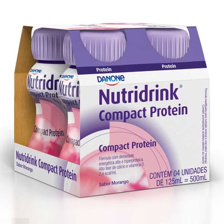 Kit Nutridrink Compact Protein Sabor Morango 4 Unidades de 125ml Vencimento 22/12/2019