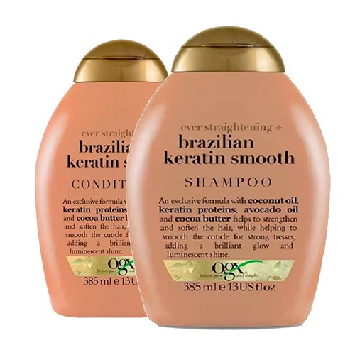 Kit Ogx Brazilian Keratin Smooth Shampoo 358ml + Condicionador 385ml