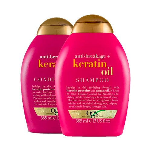 Kit Ogx Keratin Oil Shampoo 385ml + Condicionador 358ml