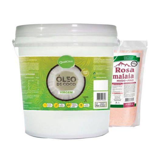 Kit Óleo de Coco Qualicôco Virgem 3 Litros + 1kg de Sal Rosa Unilife