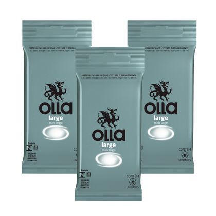 Kit Olla Preservativo Lubrificado Large 6 Uni. com 3 Packs