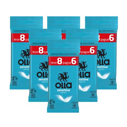 Kit Olla Preservativo Sensitive Leve 8 Pague 6 com 6 Packs