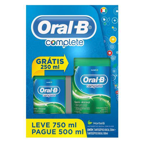 Kit Oral-B Complete Hortelã Leve 750ml Pague 500ml