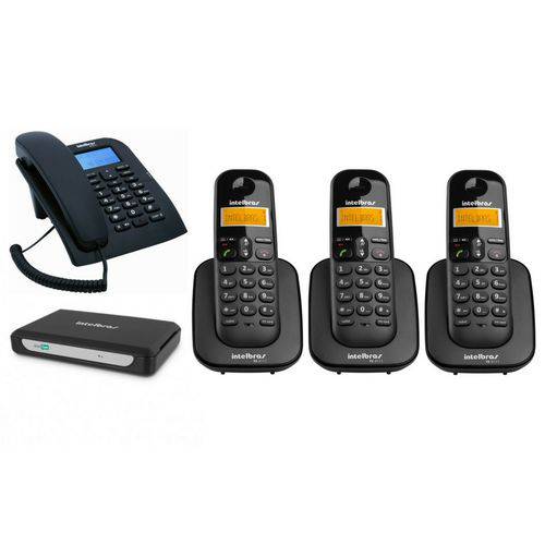 Kit PABX Central Telefonica Minicom Slim Intelbras 4 Ramais