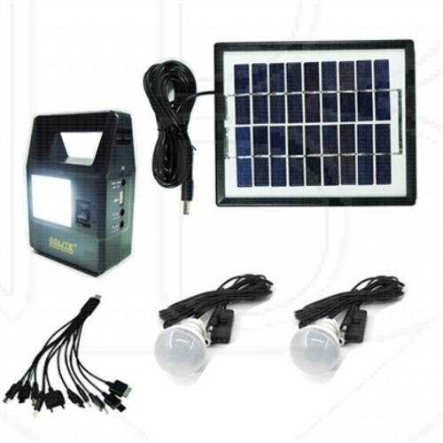 Kit Painel Placa Solar com Bateria + 3 Lampadas Led com Lanterna e Carregador Universal para Camping