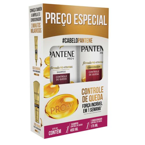 Kit Pantene Controle de Queda Shampoo 400ml + Condicionador 175ml