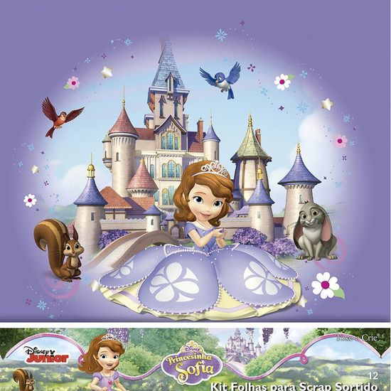 Kit Papel Scrapbook Toke e Crie SDFD135 Dupla Face 30,5x30,5cm com 12 Folhas Sortidas Disney Princesinha Sofia