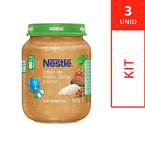 Kit Papinha da Nestle - Caldo de Feijão, Carne e Arroz - 3 Unidades - 170g