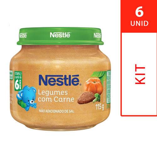 Kit Papinha da Nestle - Legumes com Carne - 6 Unidades - 115g