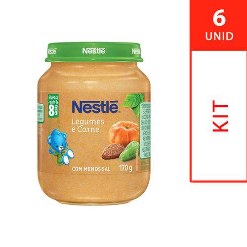 Kit Papinha da Nestle - Legumes e Carne - 6 Unidades - 170g