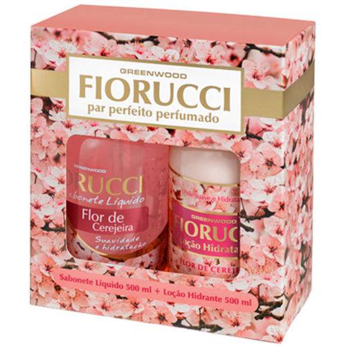 Kit Par Perfeito Perfumado Flor de Cerejeira Fiorucci Sabonete Líquido 500ml + Loção Hidratante 500ml