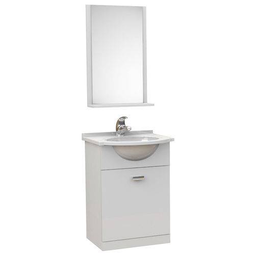 Kit para Banheiro 3 Peças Sintético + Espelho Branco Tomdo
