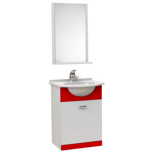 Kit para Banheiro 3 Peças Sintético + Espelho Vermelho Tomdo