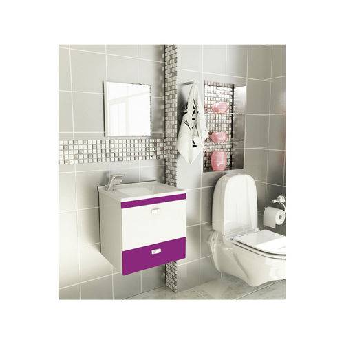 Kit para Banheiro 3 Peças Sintético + Espelho Violeta Tomdo