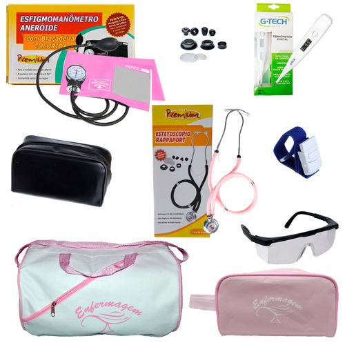 Kit para Enfermagem Completo PA Premium - Rosa