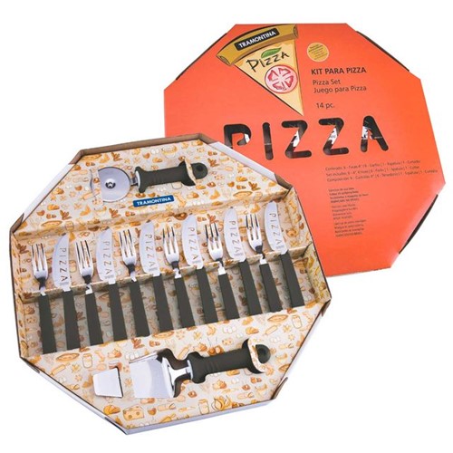 Kit para Pizza Preto 14 Peças - Tramontina Preto