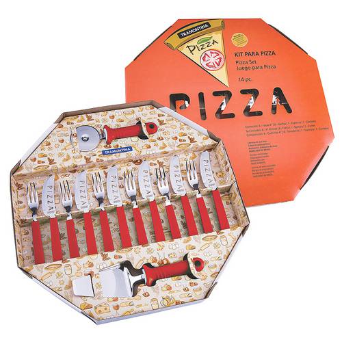 Kit para Pizza Tramontina - Vermelho - 14 Peças