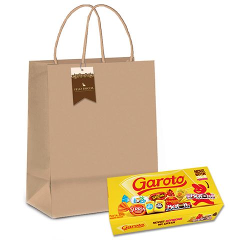 Kit Páscoa Presente - Bombom Garoto+Sacola Kraft+Tag