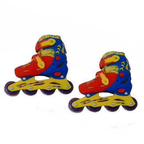 Kit Patins Rollers Radical Bbr do 28 a 31 - Azul/amarelo - R2398