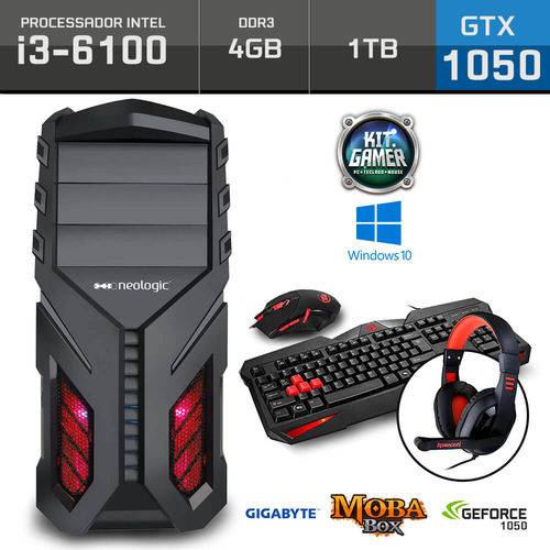 Kit PC Gamer Neologic Moba Box NLI68572 Intel I3-6100 4GB (Gtx 1050 2GB) 1TB Windows 10