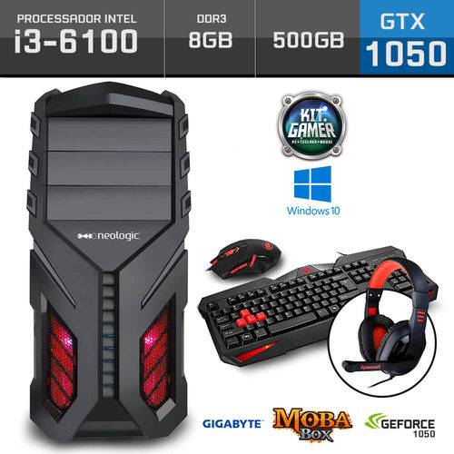 Kit PC Gamer Neologic Moba Box NLI68571 Intel I3-6100 8GB (Gtx 1050 2GB) 500GB Windows 10
