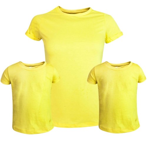Kit 3 Peças T-shirt Amarelo Mãe e Filha