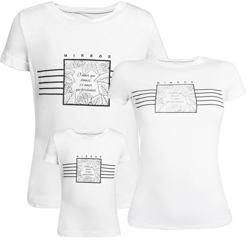 Kit 3 Peças T-shirt Mirror Pai Mãe e Filho