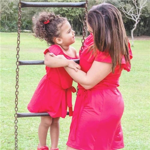 Kit 2 Peças Vestido Vermelho Mãe e Filha