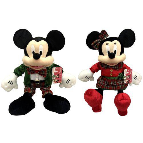 Kit Pelúcias de Natal Grandes 46cm Disney : Mickey e Minnie